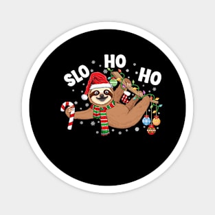 Merry Slothmas Christmas sloth pajamas Santa hat Xmas sloth Magnet